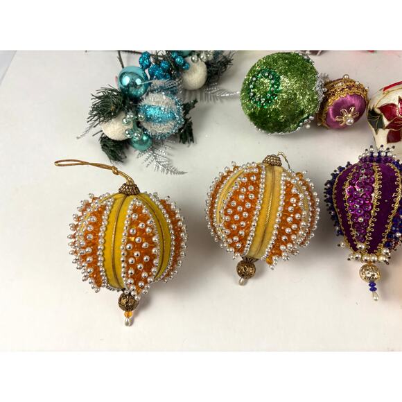 Bulk Lot of 16 Vtg Christmas Ornaments Handcrafted Pushpin Balls Wise Men Set - Picture 2 of 16